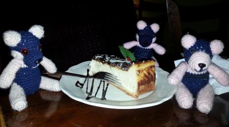 Diamonds pandas with a slice of cake