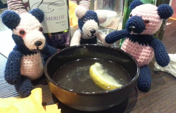 Rupert, Mick and Sam with a bowl of water