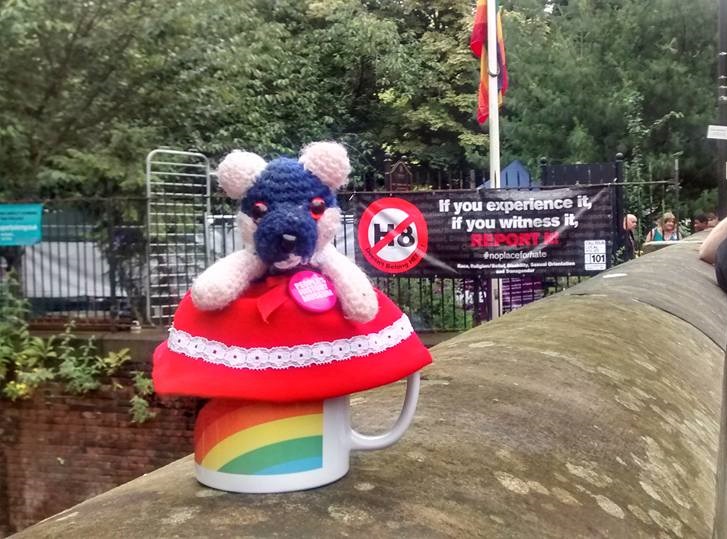 Katie the Panda on the bridge by Canal Street