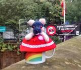 Katie the Panda on the bridge by Canal Street