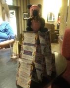 Sam on top of a house of cards